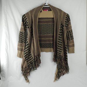 Brown Open Front Knit Cardigan Womens M